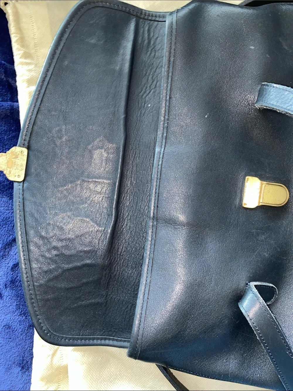 Coach Branson Black Leather Messenger Tote with Brass Hardware